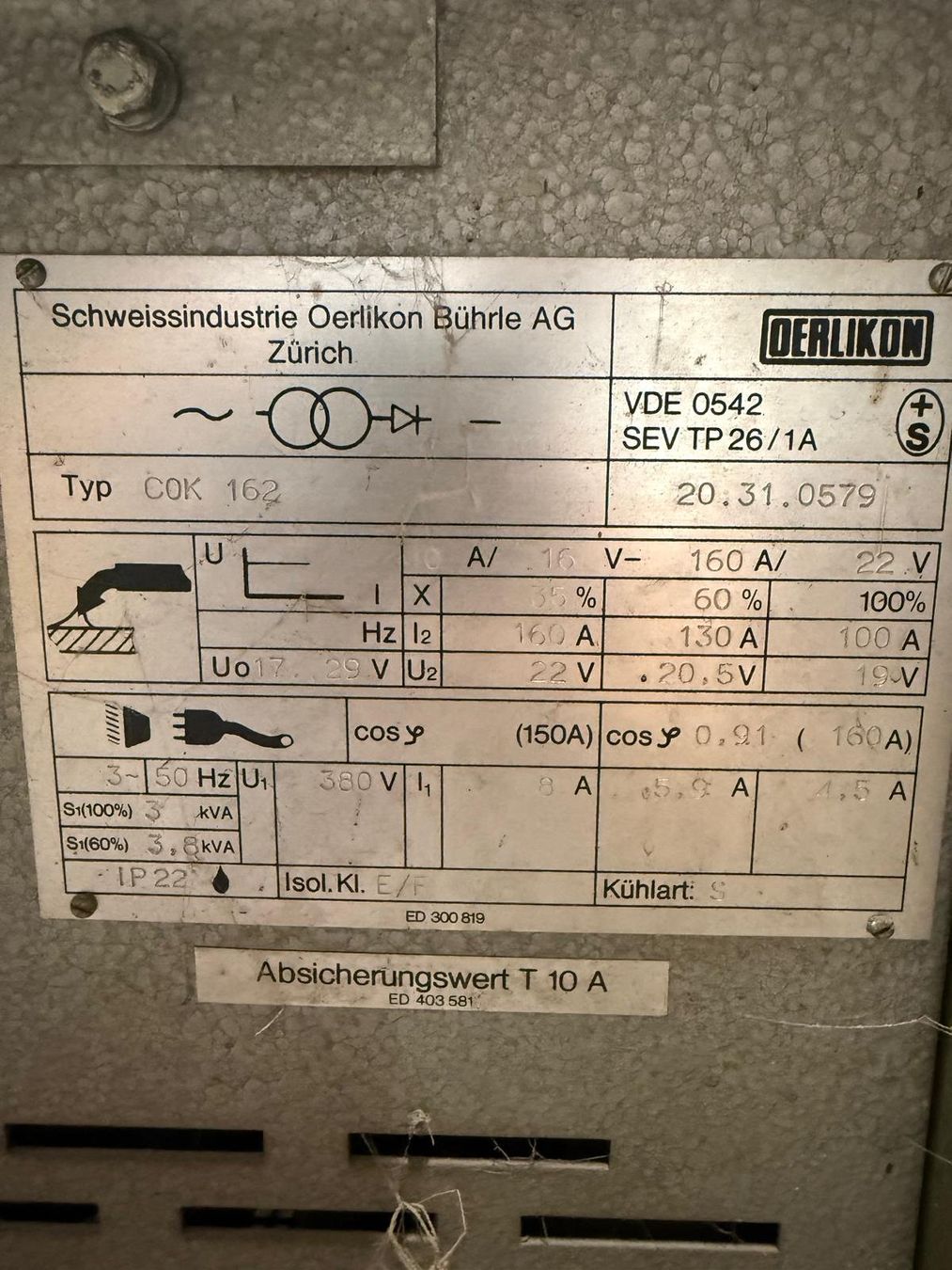 Oerlikon Postes à souder: Oerlikon COK162 – D'occasion à Altwis par felderag 4