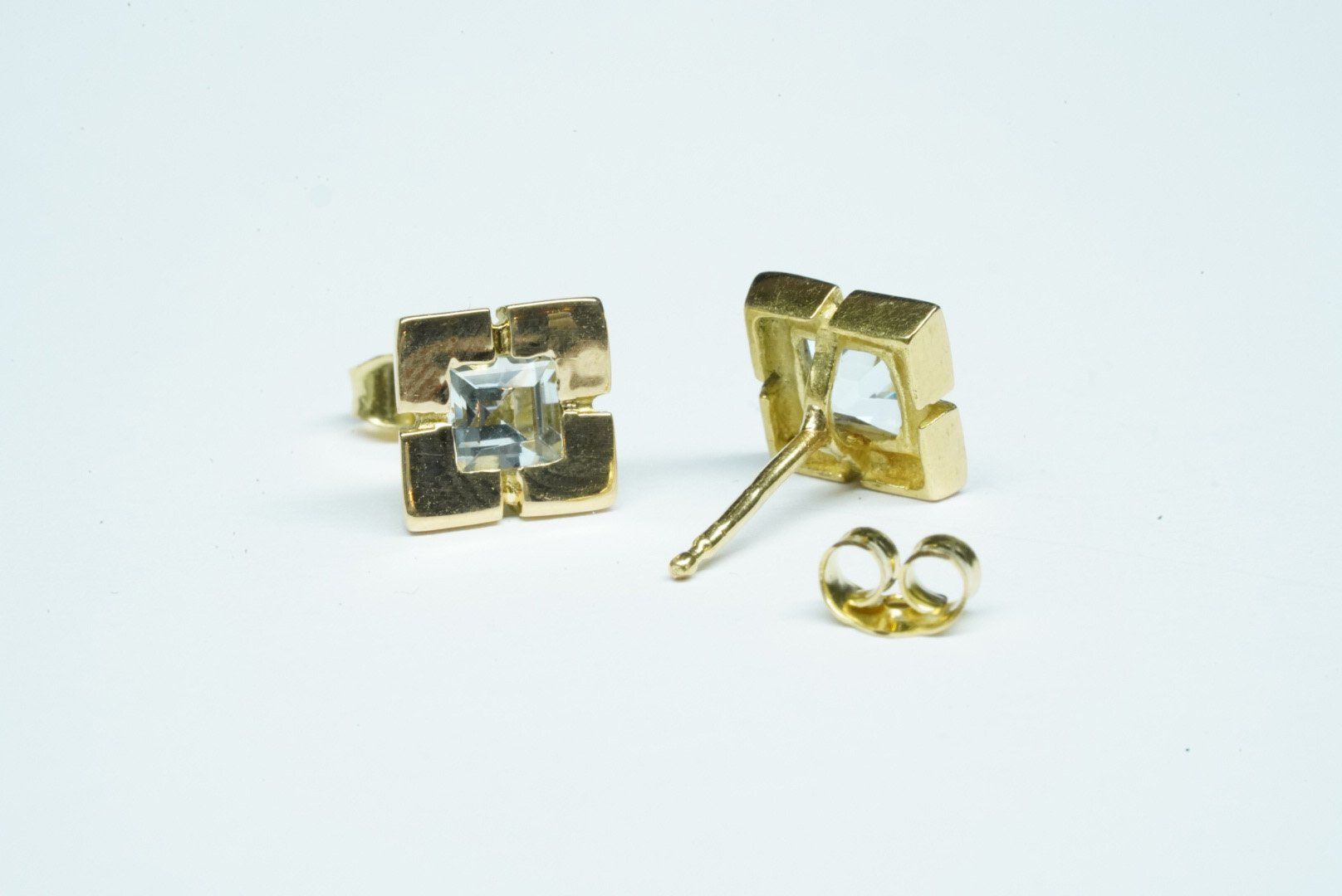 Orecchini pendenti & Orecchini a lobo: Ohrstecker 14k Gelbgold mit Aquamarin – Usato da Bülach venduto da Re-Jewelled 3