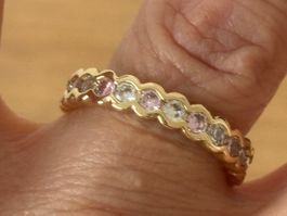 Luxus Elegante gr.17/7 Ring Zirkonia Memoire Goldfarben