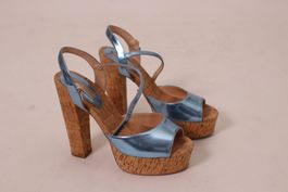 Buffalo Blue Leahter and Cork Platform Size 40