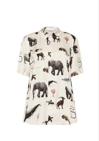 Silk Laundry Endangered Species Boyfriend Silk Shirt S