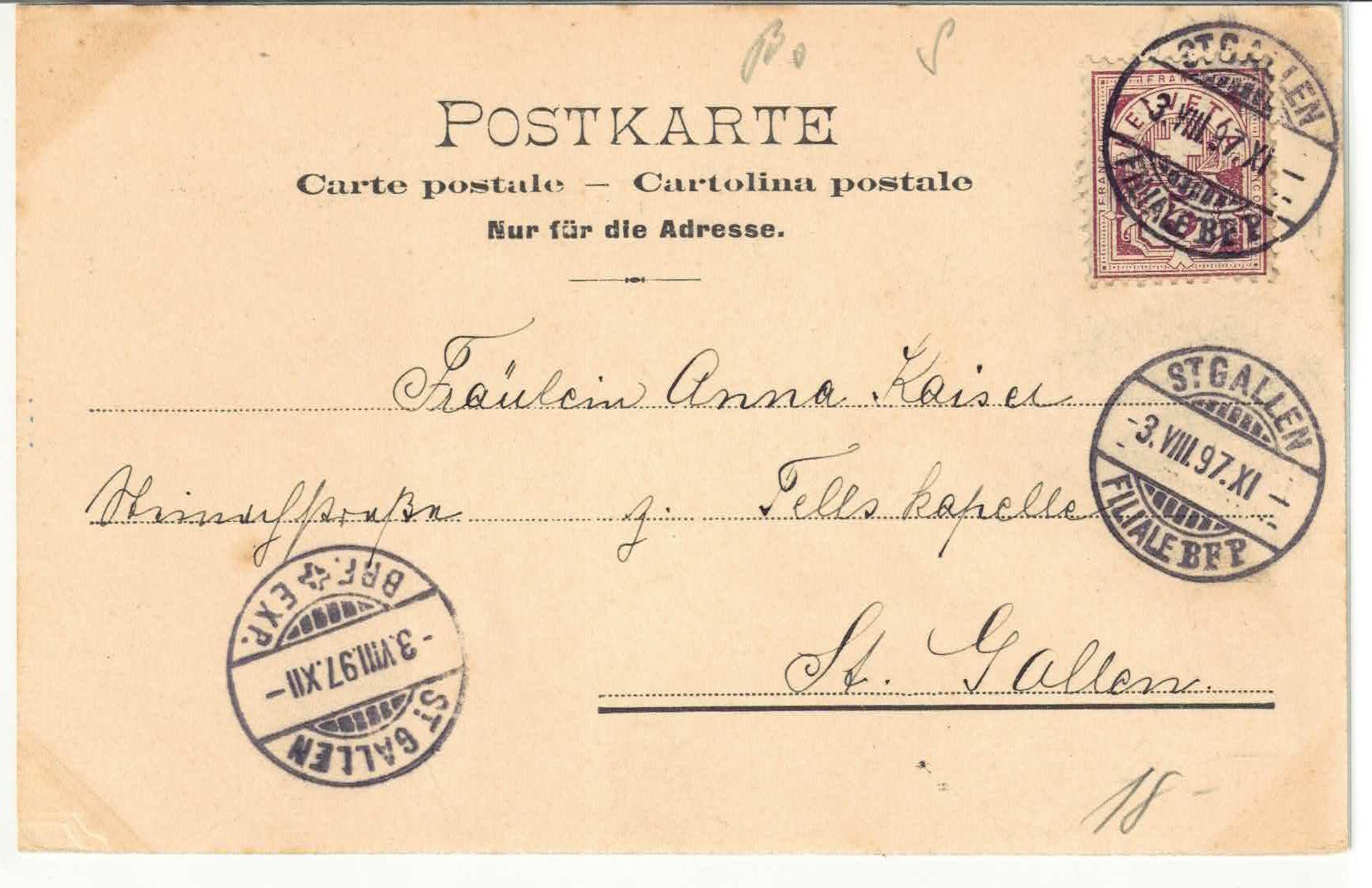 Cartoline postali: Gruss aus St. Gallen - Marktplatz – Usato da Ettingen venduto da Kartenplanet 1