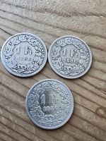 3x 1 Franken 1886 Helvetia Münzen gebraucht Silber 835