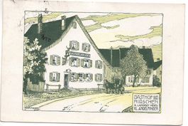 LITHO Gasthof zum Hirschen KLEIN-ANDELFINGEN Kutsche