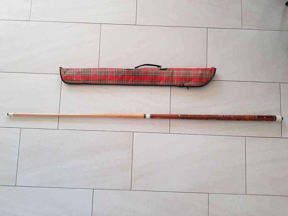 Queue De Billard Ancienne Avec Sa Boîte De Transport - Vintage
