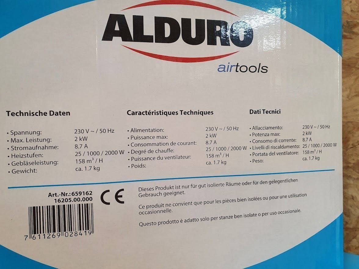 Heizgeräte: ALDURO Elektro Keramik Heizlüfter – Neu und originalverpackt aus Jegenstorf von Bracher_Mail-House 3