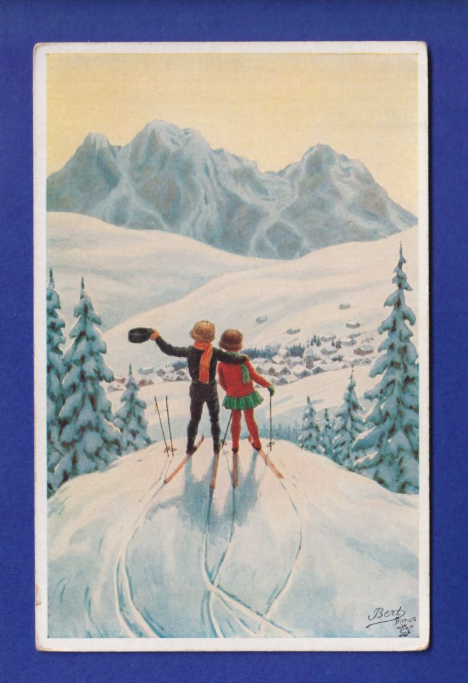 Cartoline postali: ENFANT - En hiver à ski – Usato da Pully venduto da nicecards-shop