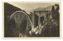 Chur-Arosa-Bahn (GR) Langwieser-Viadukt im Bau - Leergerüst
