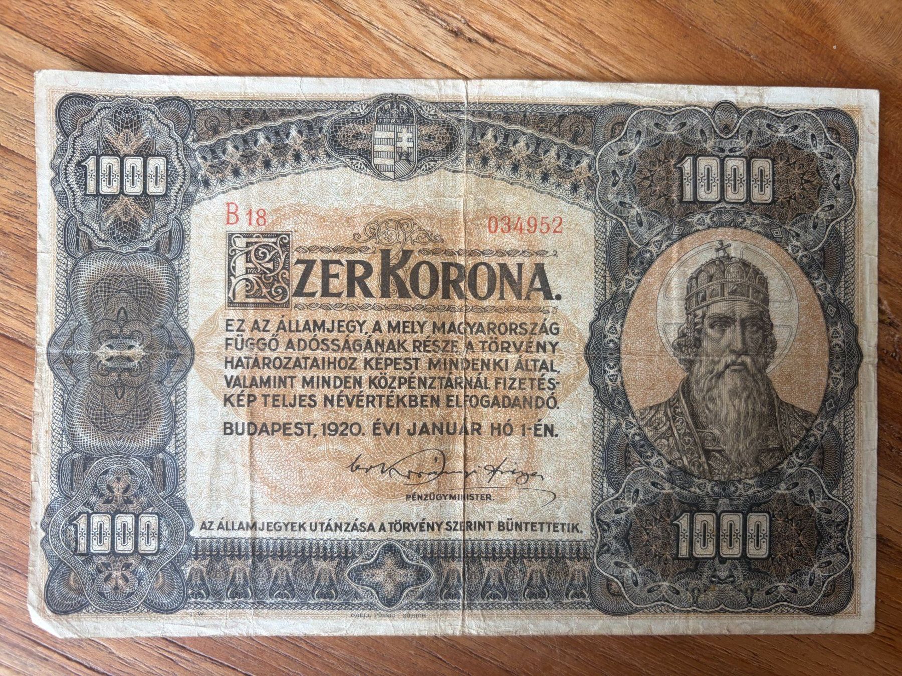 Banconote: 1000 Korona Banknote – Usato da Jona venduto da Elvis8645