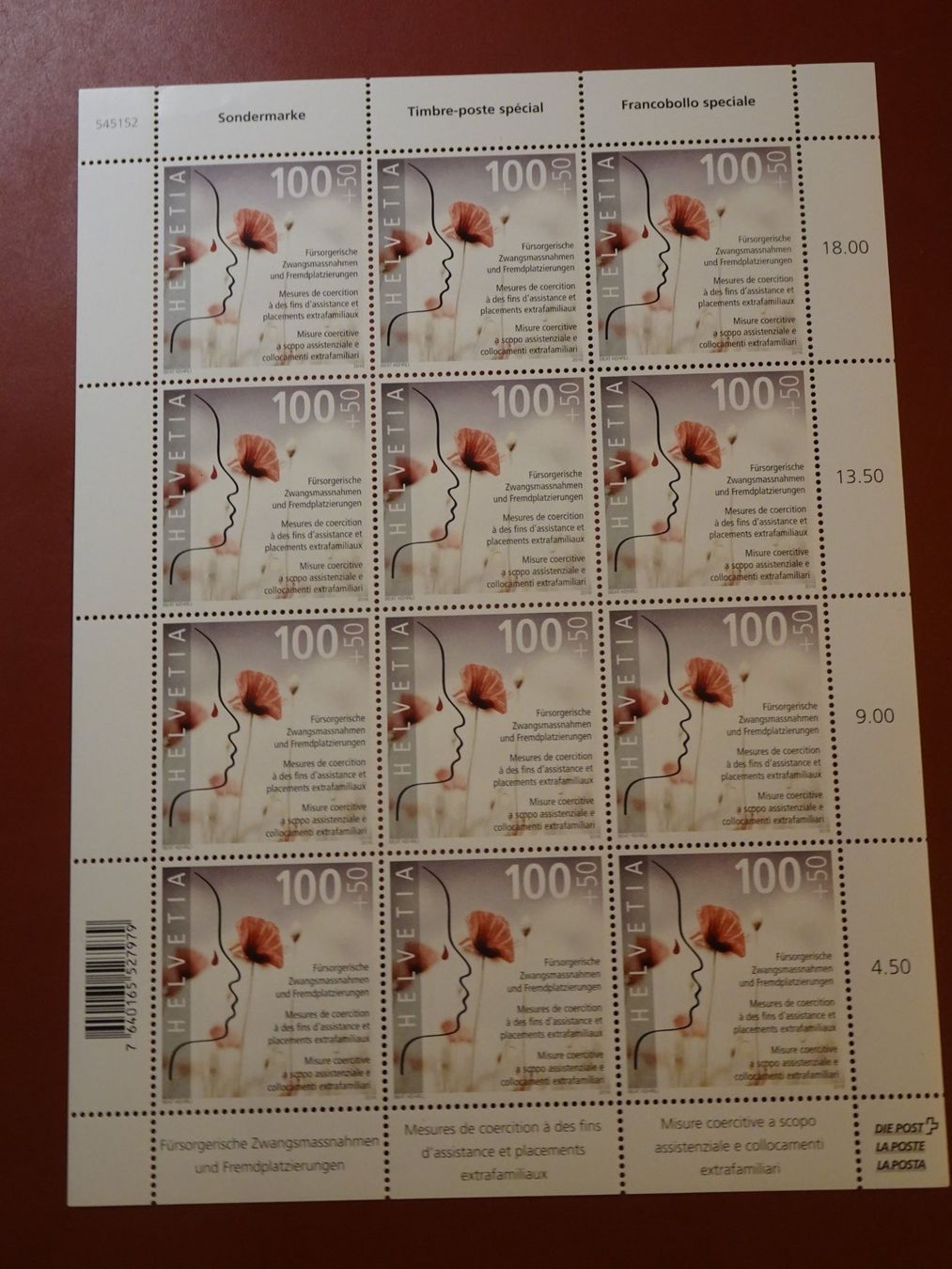 Alle Briefmarken: 2016 BOGEN POSTFRISCH FÜRSORGE – Gebraucht aus Eschenbach SG von eDaisy