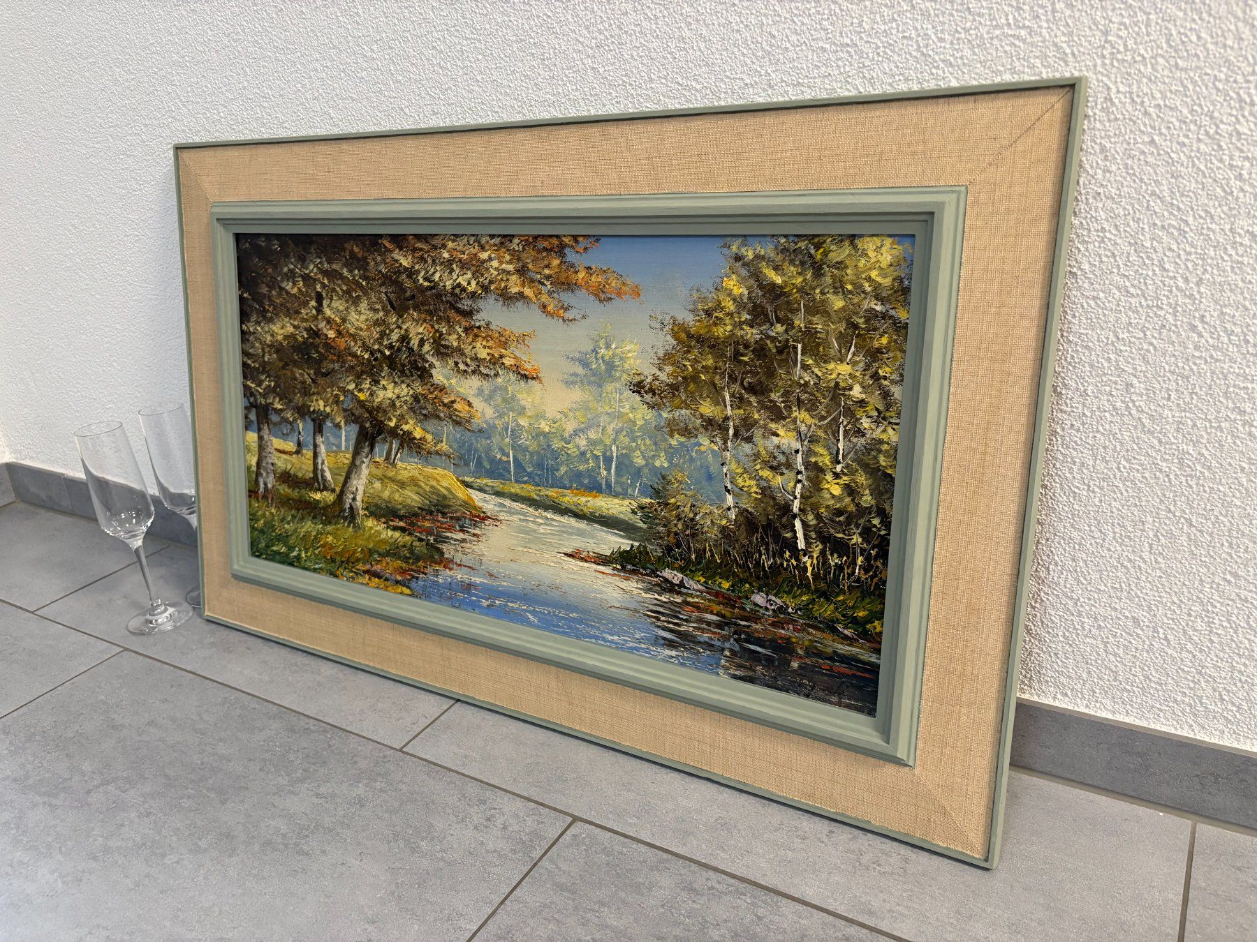 Dipinti: 86.5 cm breitx 52 cm/  Vögeli Öl Gemälde Wald Teich – Usato da Ottenbach venduto da TimelessEmotions. 3