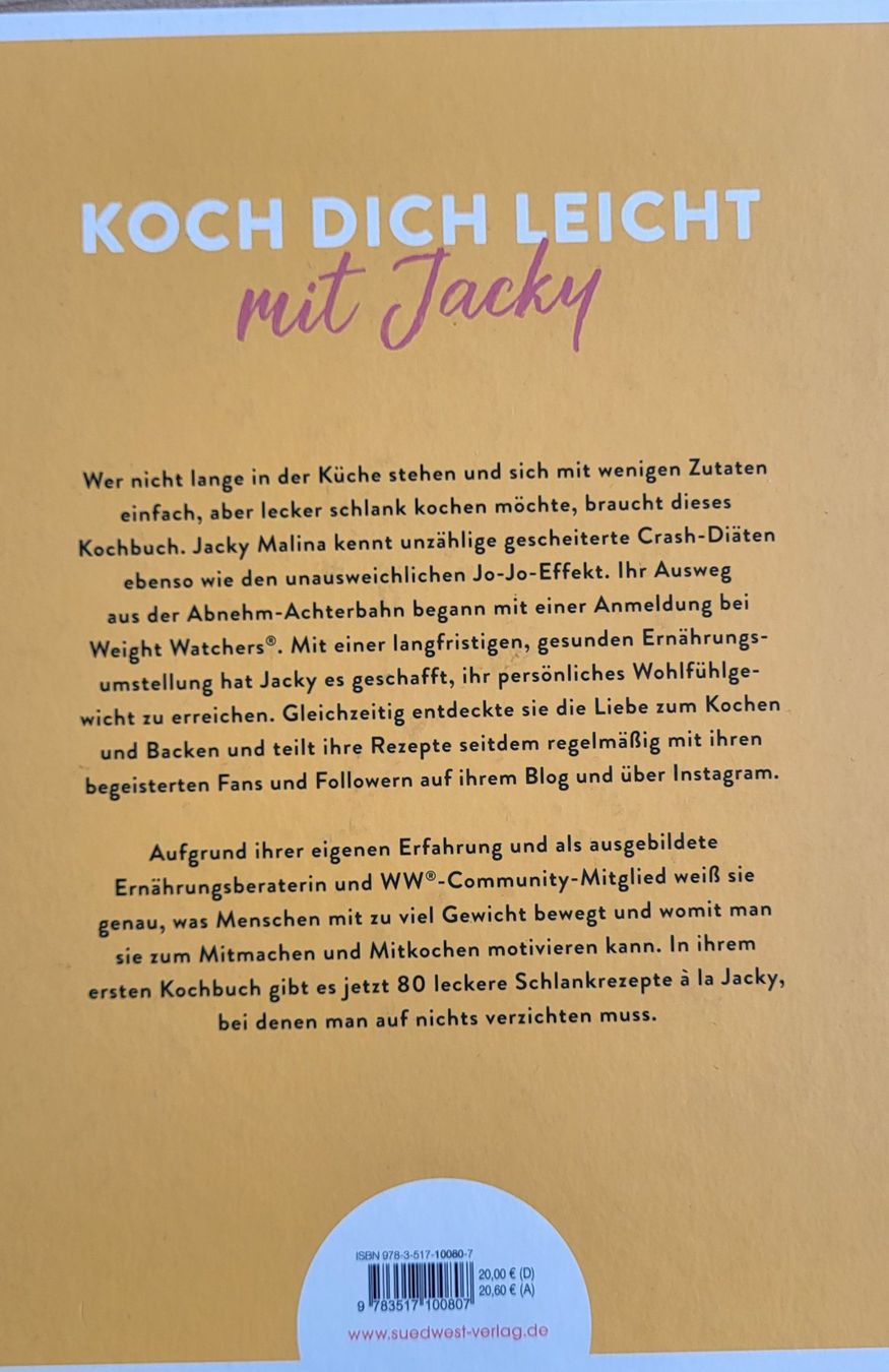 Libri: Jacky Malina Kochbuch einfach schnell schlank – Usato da Suhr venduto da saladino 1