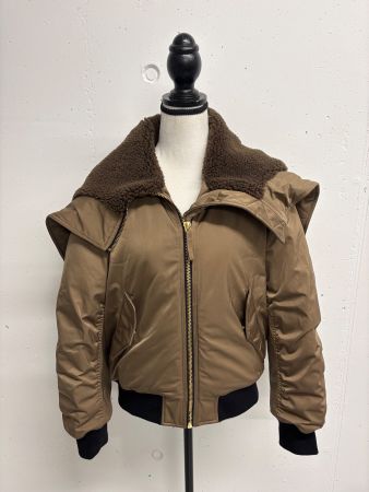 Mango Winterjacke Gr. M Khaki Bomberjacke Teddyfell kurz