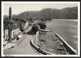 AK Ascona, La Piazza m. Booten, 1947