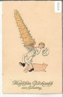 Herzlichen Glückwunsch zum Geburtstag - Schwein - Litho