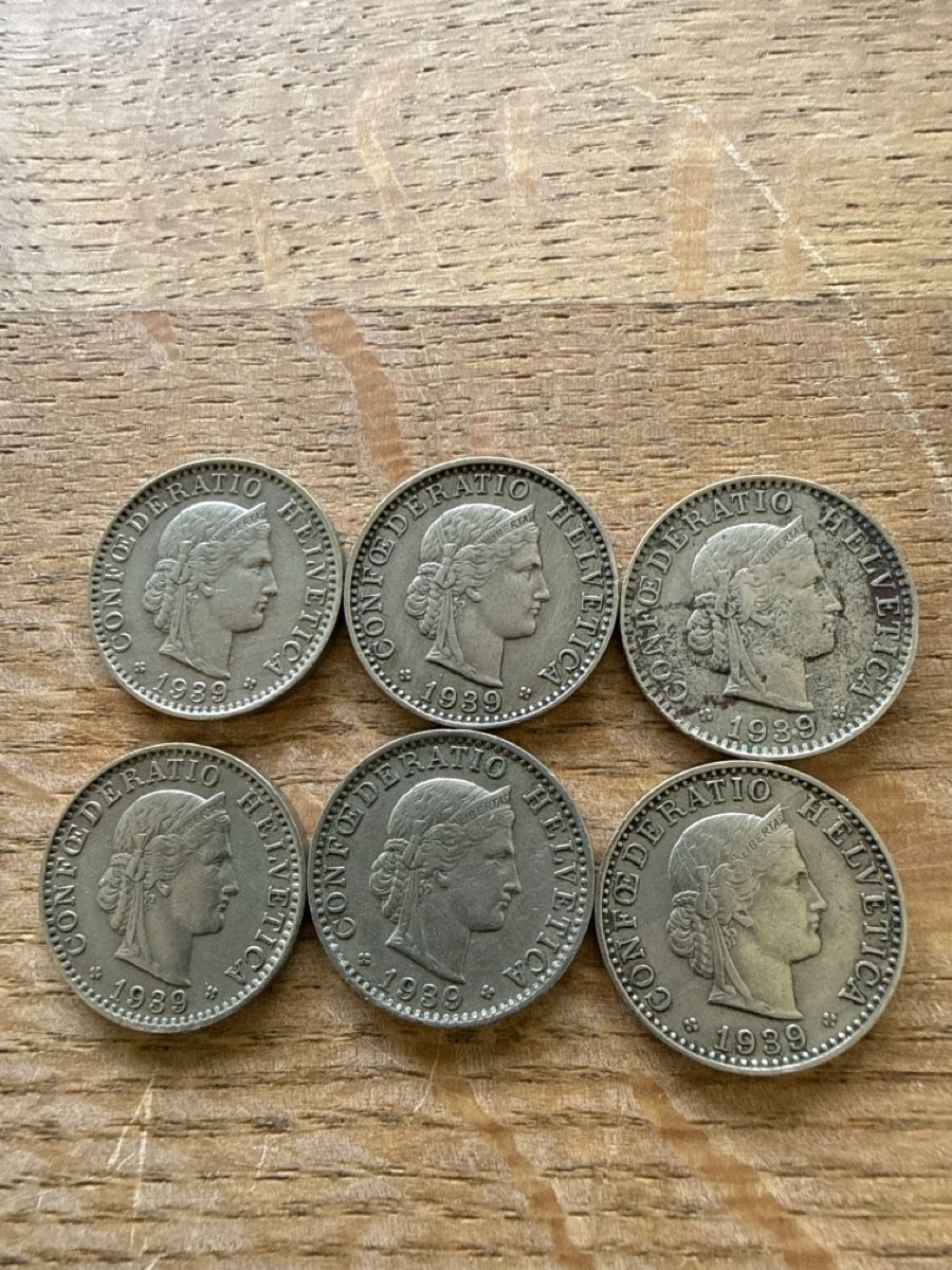 Tutti le monete: 6x 20 Rappen 1939 – Usato da Maienfeld venduto da Sk8erli7
