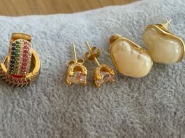 Luxus Elegante Ohrstecker Ohrschmuck  Farbe: Gold Zirkonia
