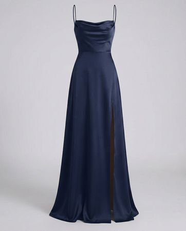 schlichtes, langes Abendkleid, Grösse S, Dunkelblau