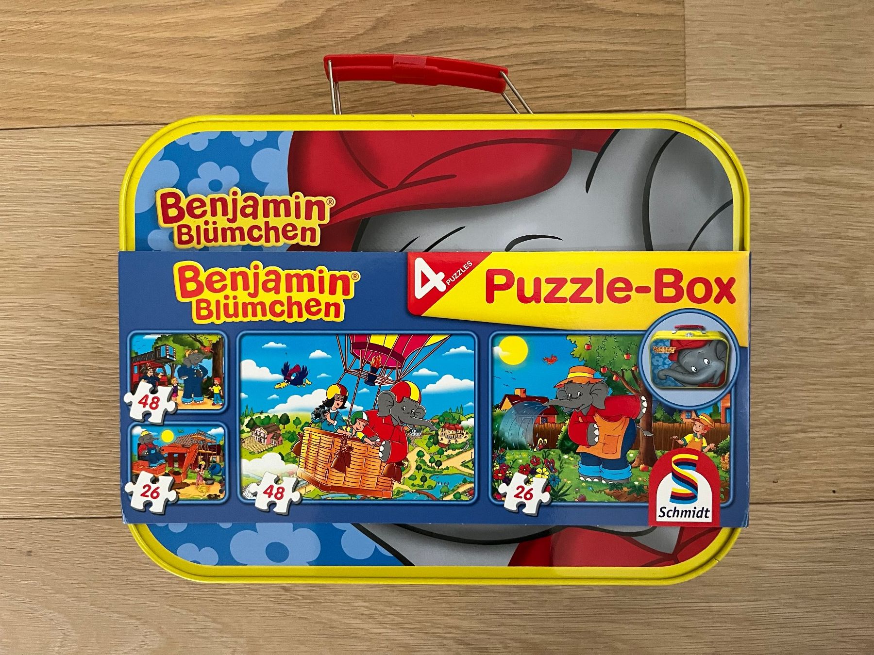 Puzzle: NEU Benjamin Blümchen: 4 Puzzle im Metallkoffe – Nuovo e nell'imballaggio originale da Arbon venduto da vb4all