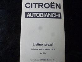 Citroen Autobianchi Preisliste 3. März 1975