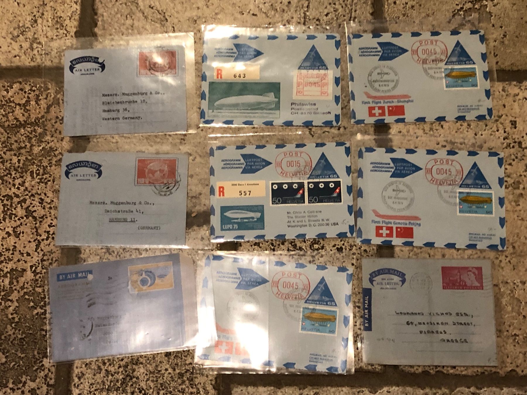 Tutti i francobolli: Sammlung mit 73 AEROGRAMMEN - CH und Ausland – Usato da Lufingen venduto da Rac0 3