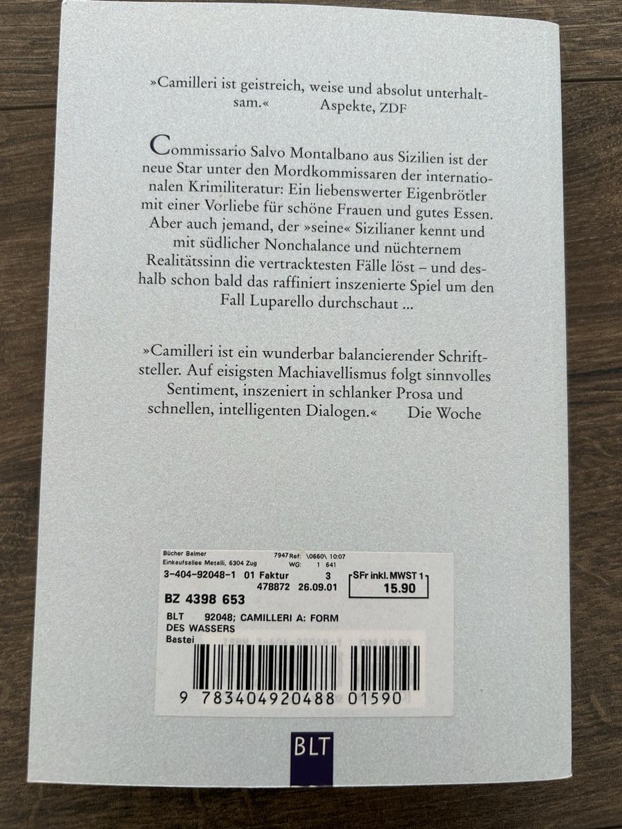 Libri: Camilleri: Die Form des Wassers – Nuovo (secondo la descrizione) da Amden venduto da Arven-Schmuck 1