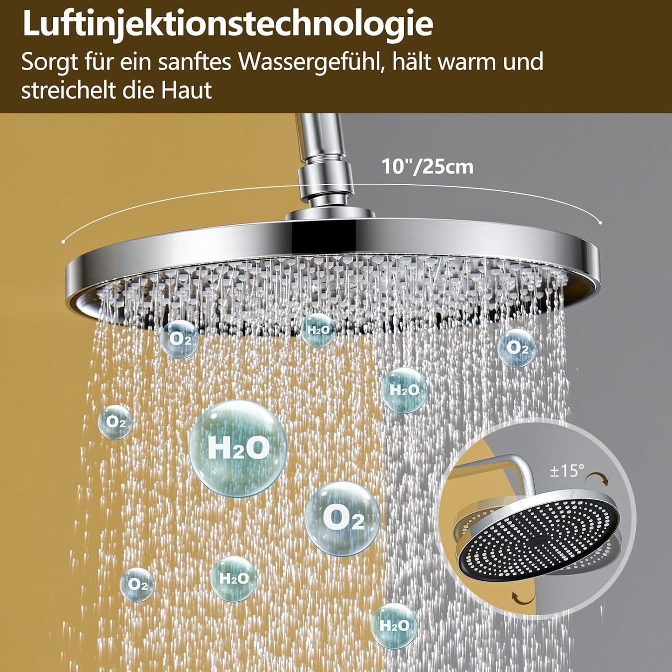 Docce: KeeGone Duschsystem Thermostat Regendusche 25 cm Chrom – Nuovo e nell'imballaggio originale da Suhr venduto da SchnapperCH 5