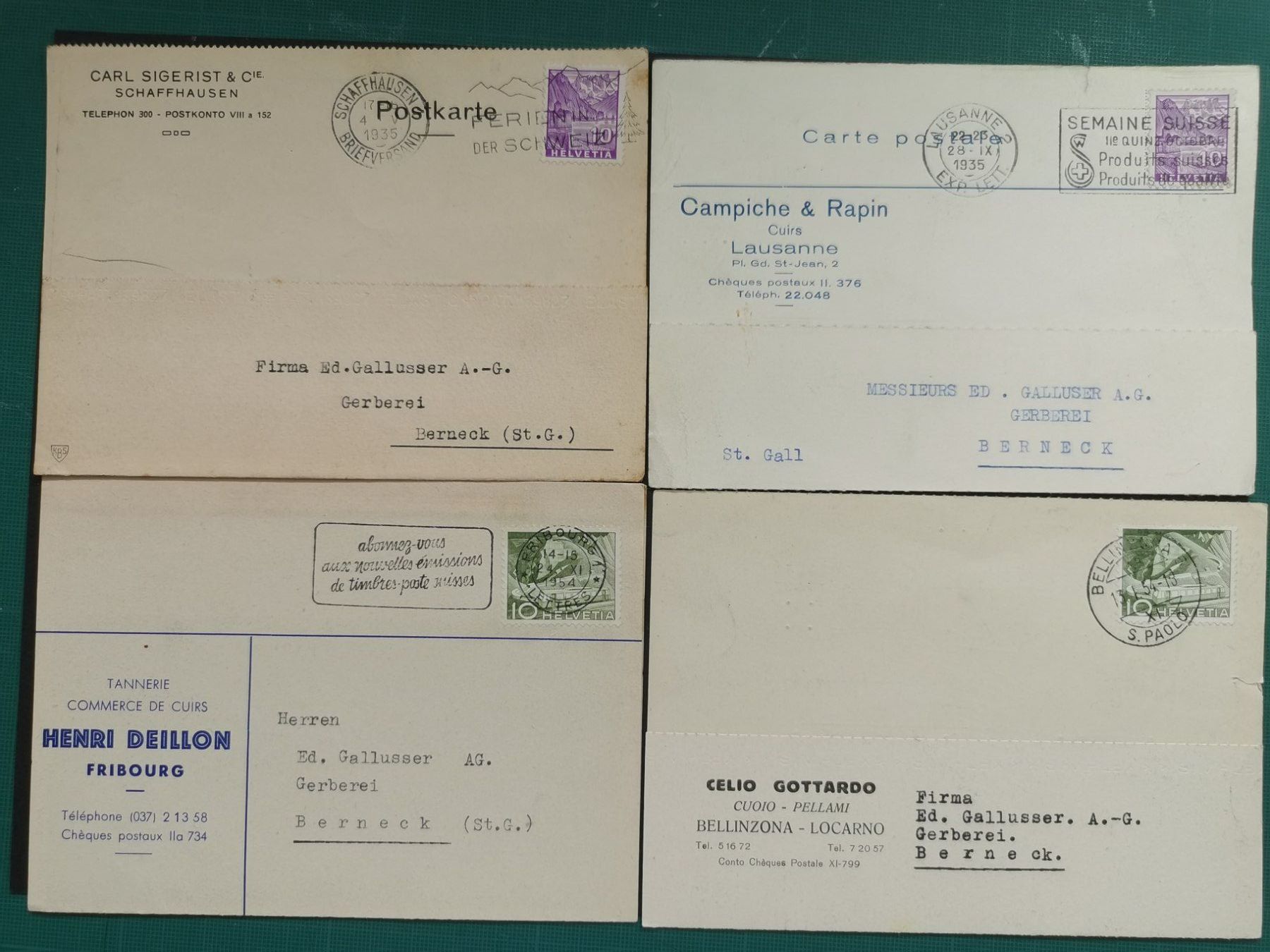 Cartoline postali: Geschäftskarten   Berneck  Konvolut   Gerberei – Usato da Rheineck venduto da kat_7gld