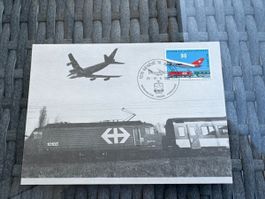 Ansichtskarte SBB Flughafen Genf Ersttag 1987 gestempelt