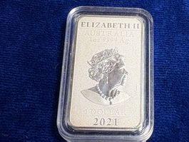 Silberbarren Australien 1oz 9999 Ag Drachen 2021