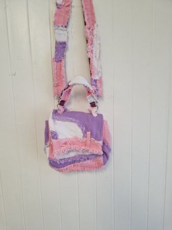 Sac patchwork  jeans rose