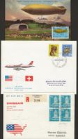 Lot 7x Flugpost Briefe SWISSAIR Luftschiff Erstflüge ab 1962