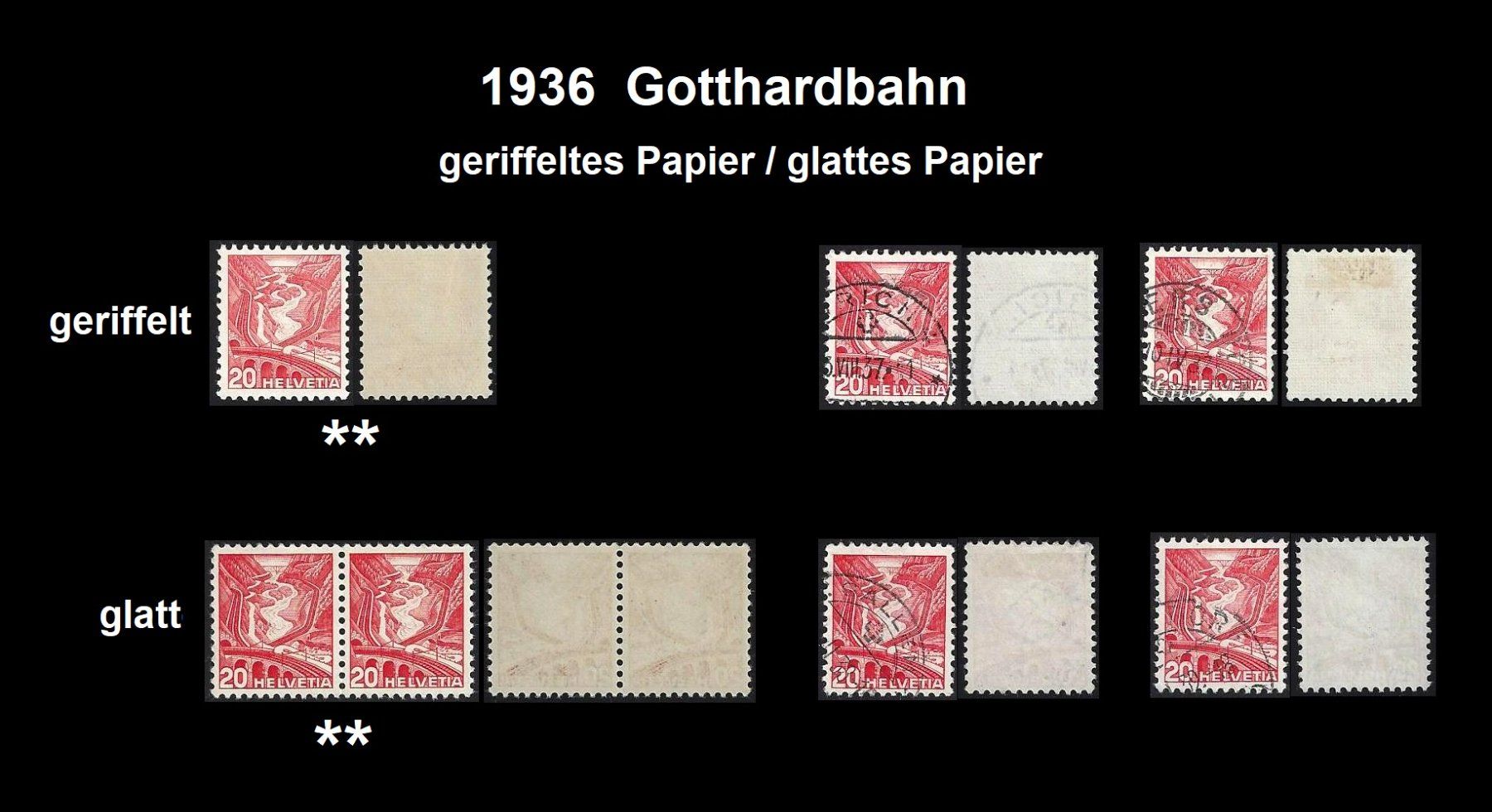 Tutti i francobolli: 1936 Gotthardbahn, geriffeltes/glattes Papier – Usato da Baar venduto da W47