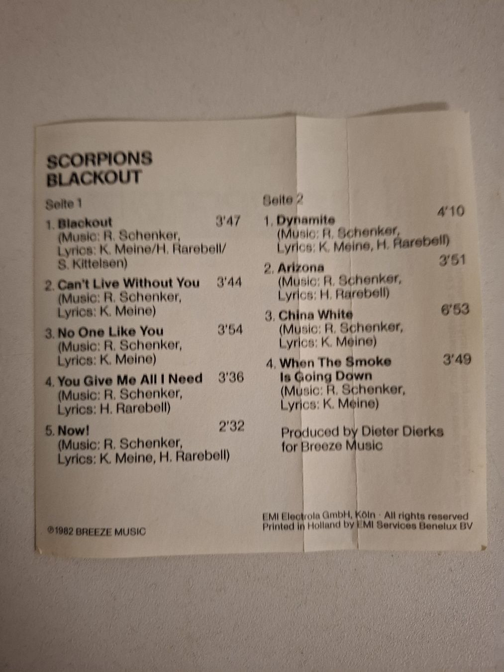 Kompaktkassetten: Scorpions BLACK OUT  – Gebraucht aus Schänis von Heli670 1