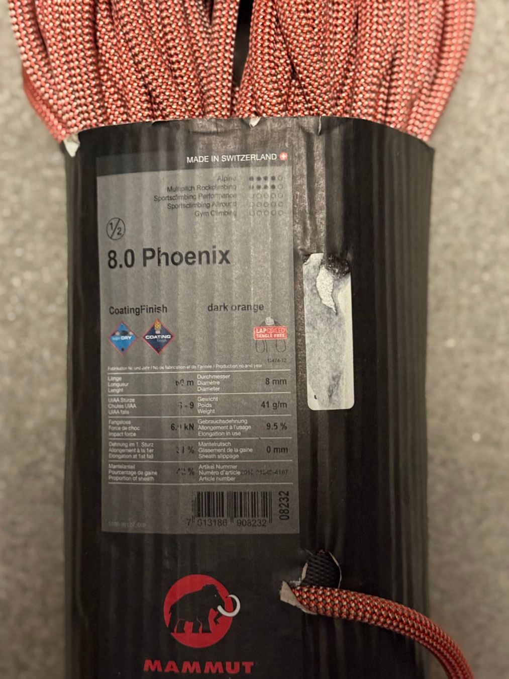 Mammut Attrezzatura da arrampicata: Mammut Phoenix 8.0 Kletterseil 60m neu – Nuovo e nell'imballaggio originale da Thusis venduto da Strimer0 1