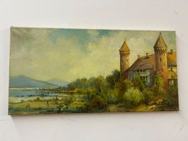 Ölgemälde Leinen von Paul Römme Estavayer am Neuenburgersee
