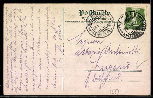 Cartoline postali: AK Basel, Strassburger-Denkmal mit Bundesbahnhof – Usato da Berlin venduto da bartko-reher 1