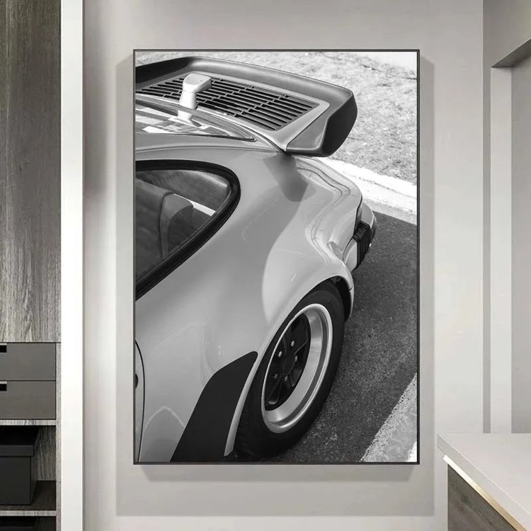 Tableau Déco Porsche 911 Sur Toile - Motif Charleston - Cadre Inclus - Style Moderne