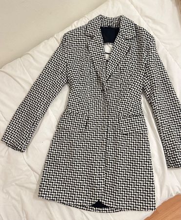 Zara Houndstooth Blazer Dress, Size S, Lace-Up Back Detail