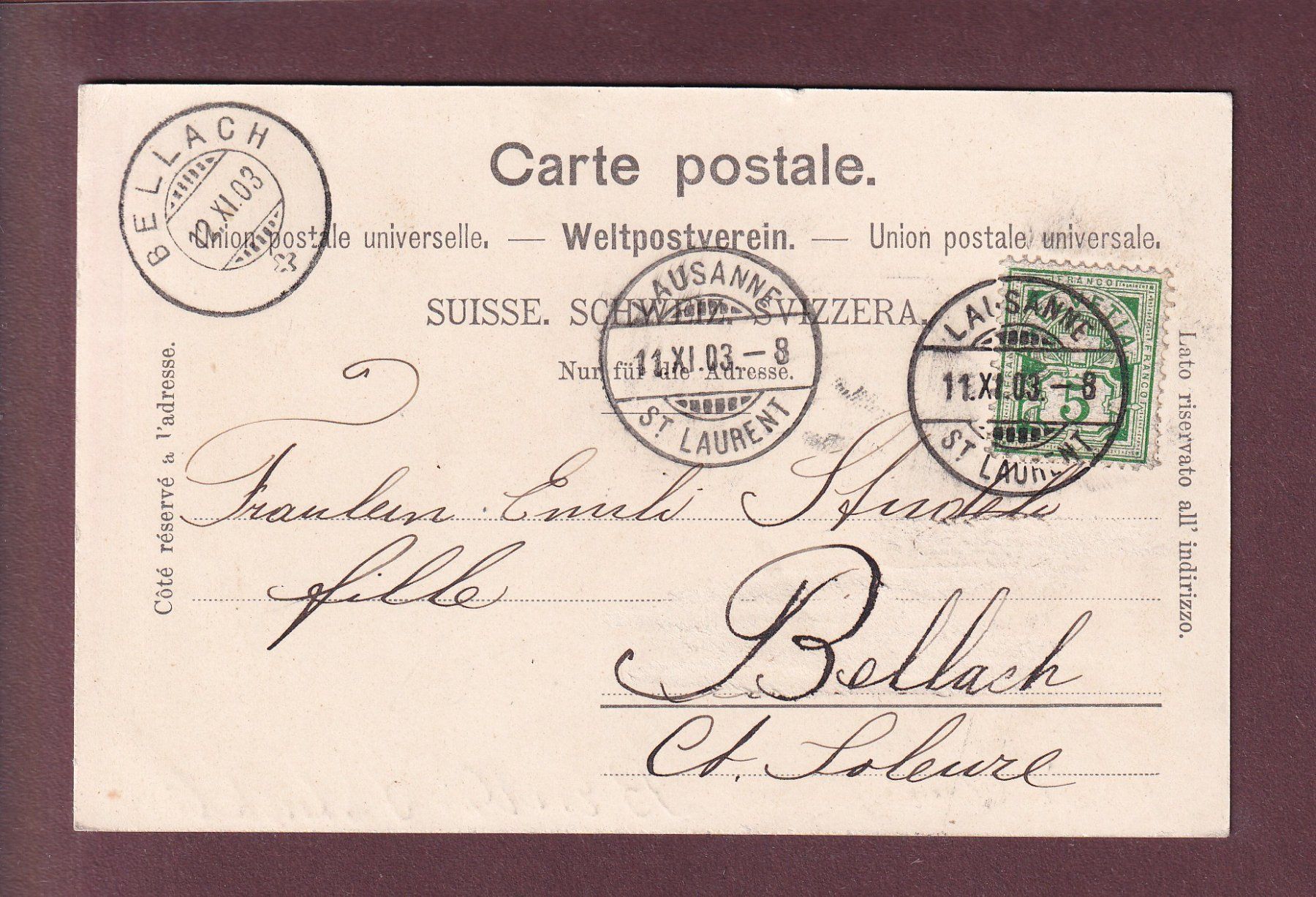 Cartoline postali: LAUSANNE - Maison Mercier - 1903 // pli d'angle // – Usato da Pully venduto da nicecards 1