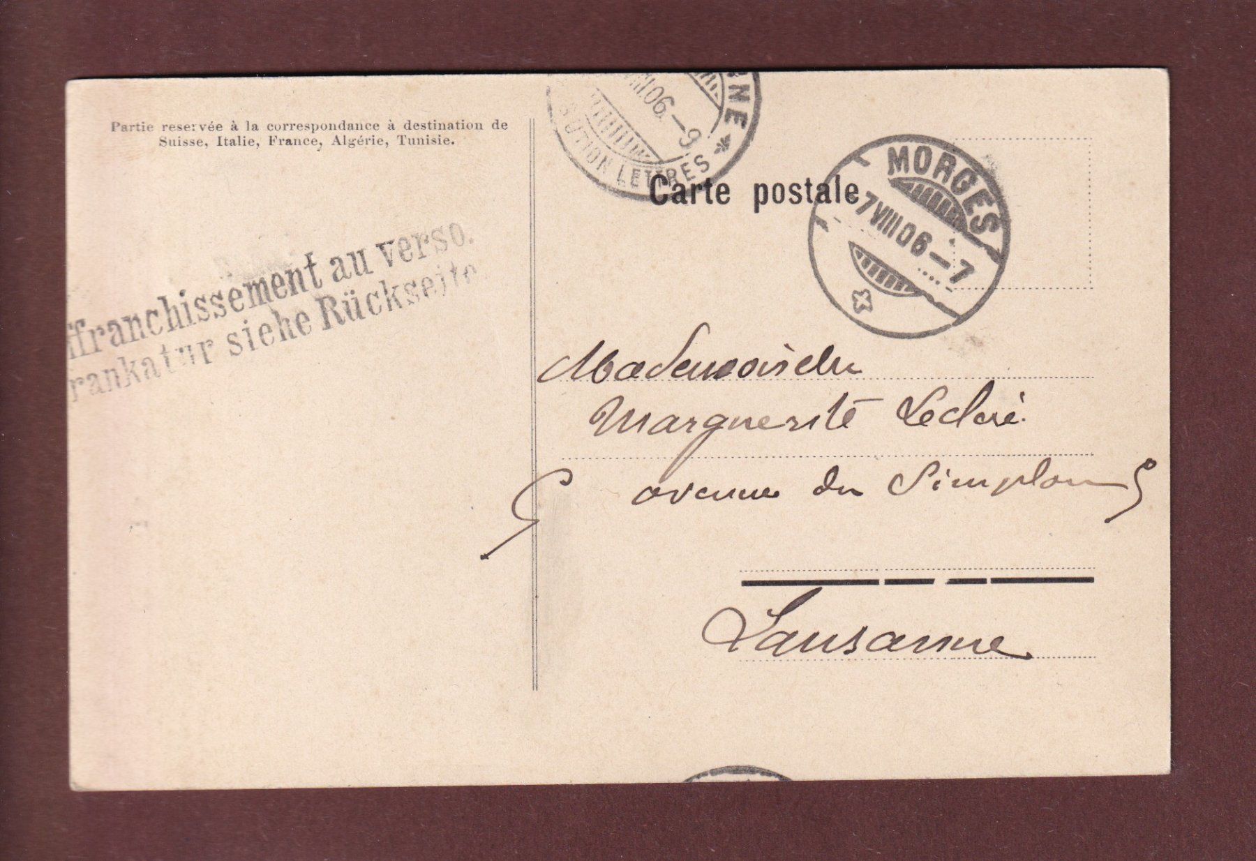 Ansichtskarten: MORGES - Le Temple - 1906 – Gebraucht aus Pully von nicecards 1