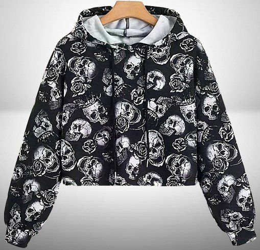 Pullover & Sweatshirts: 🖤👻 Stylischer Kapuzenpullover mit Skullmuster 🌹💫 – Neu und originalverpackt aus Saland von Chi4
