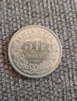 5 Franken 1982 & Gotthardtunnel Silbermedaille 1882-1982
