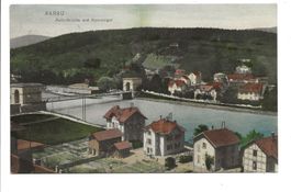 Aarau (AG) Stadtpartie mit Kettenbrücke und Alpenzeiger 1909