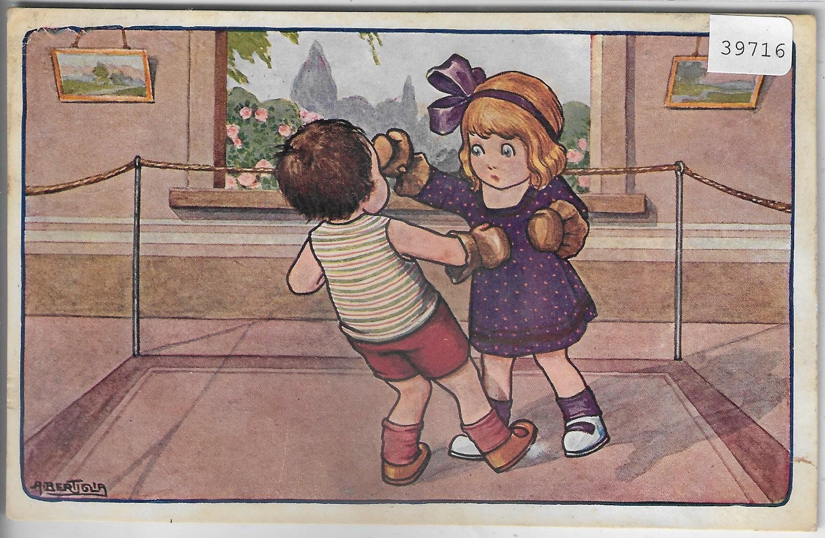 Cartoline postali: Kinder Boxkampf - A. Bertiglia – Usato da Ettingen venduto da Kartenplanet