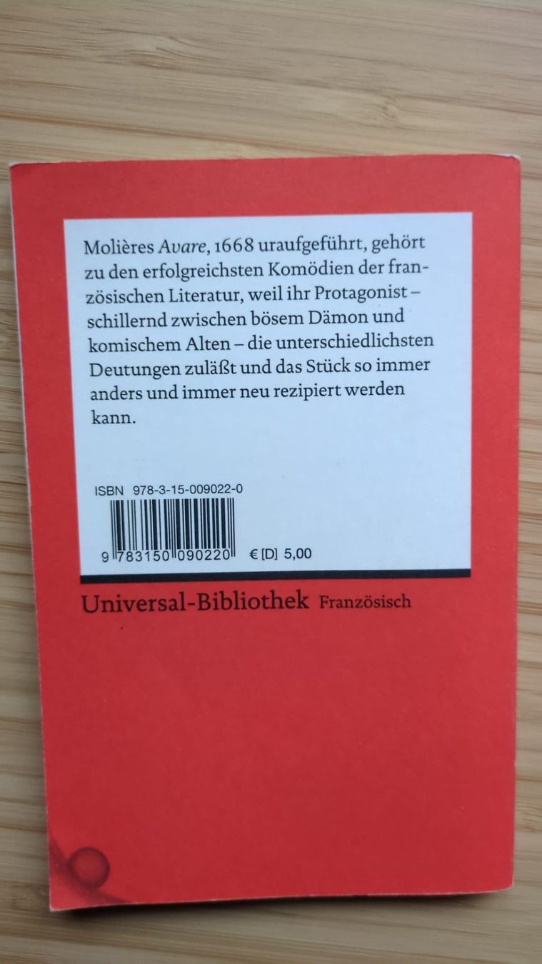 Bücher: Molière L'Avare – Gebraucht aus Hochwald von A3N. 1