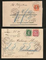 1896/97 : Nr. 66D + 67D auf Brief/Karte