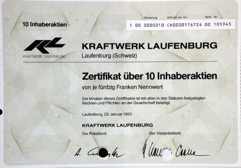 Documenti: Kraftwerke Laufenburg, Lauenburg - 1993 – Usato da Solothurn venduto da Sgasche
