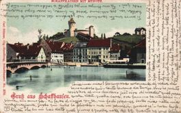 Ansichtskarte Schaffhausen mit Munot, datiert 27.07.1902
