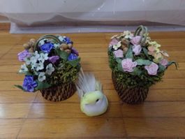 Deko Blumenkörbe 2 Stück mit Vogel
